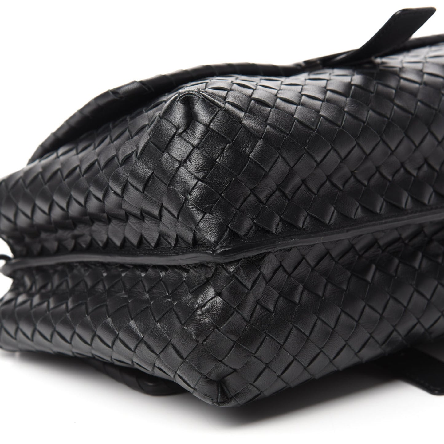 Nappa Intrecciato Flap Shoulder Bag Black