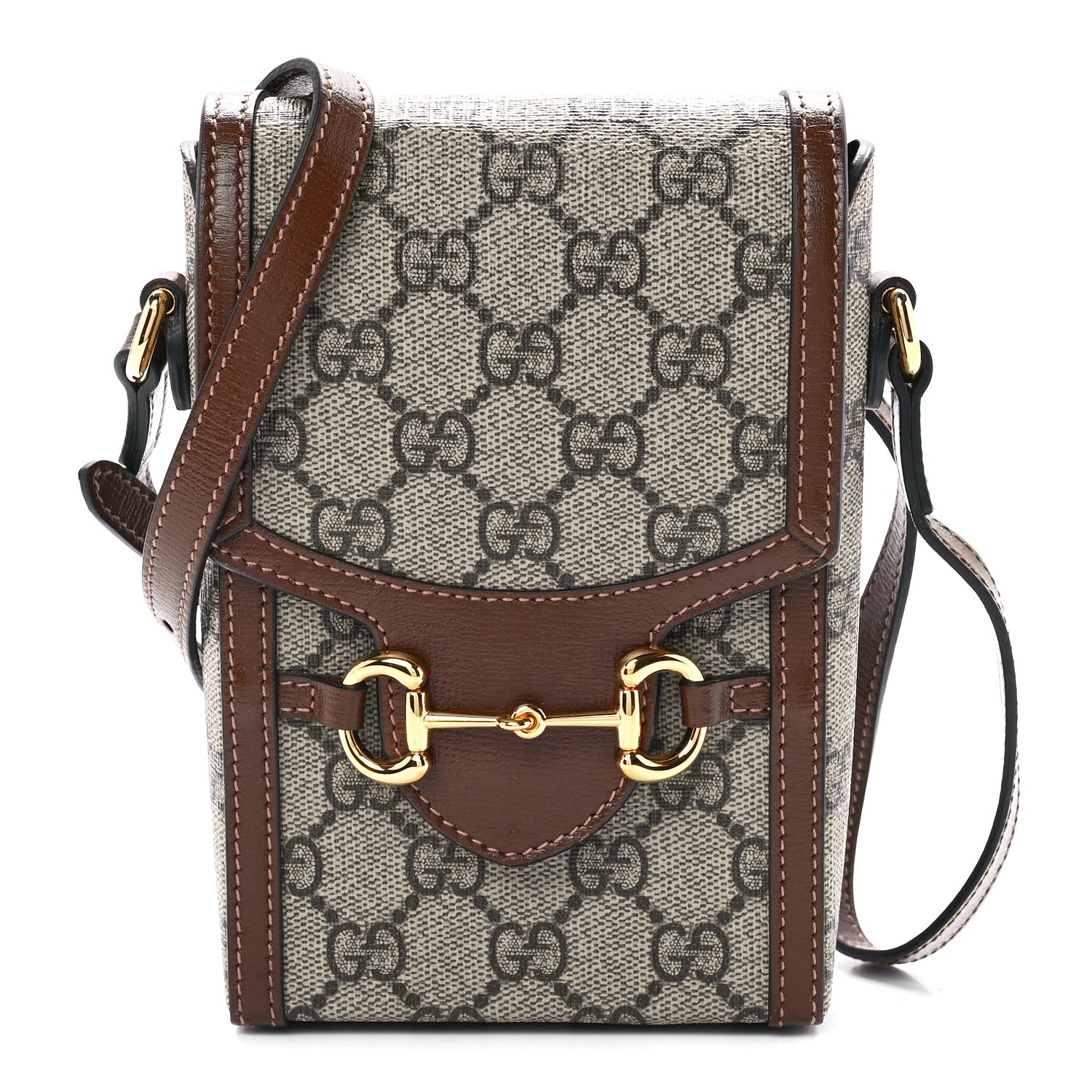 Gucci GG Supreme Monogram Mini Horsebit 1955 Crossbody Bag Beige Brown Sugar 1 of 11