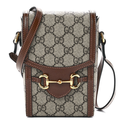 Gucci GG Supreme Monogram Mini Horsebit 1955 Crossbody Bag Beige Brown Sugar 1 of 11