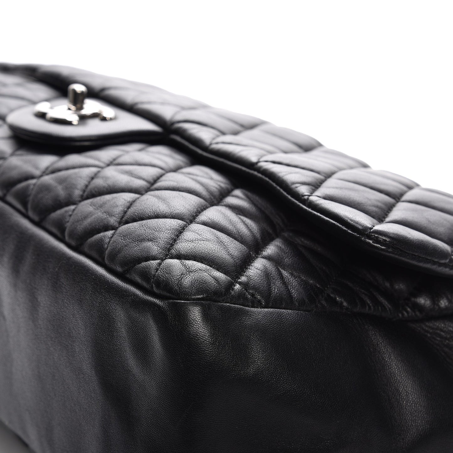 Calfskin Quilted XXL Travel Flap Bag Black