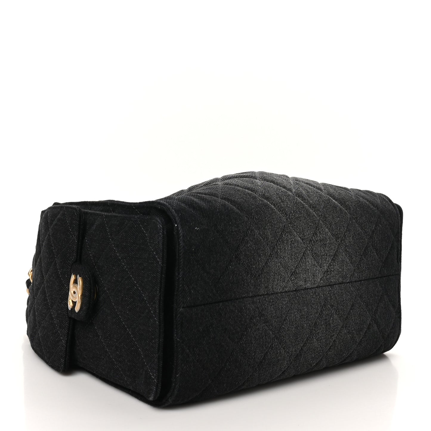 Washed Denim Quilted Small Chanel 25 Handbag Black