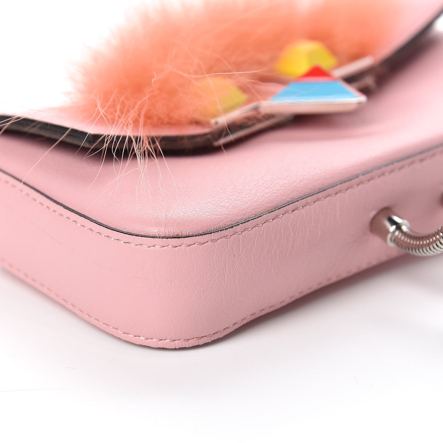 Calfskin Rabbit Fox Fur Hypnoteyes Micro Baguette Bubblegum