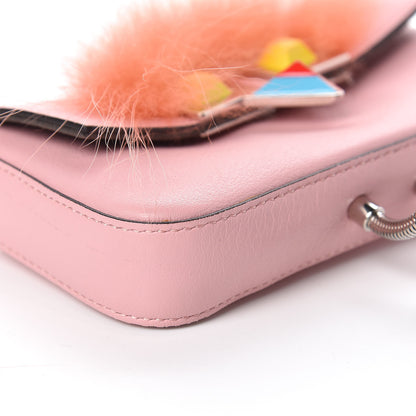 Fendi Calfskin Rabbit Fox Fur Hypnoteyes Micro Baguette Bubblegum 9 of 10