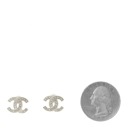 Chanel Crystal Mini Timeless CC Earrings Silver 2 of 3