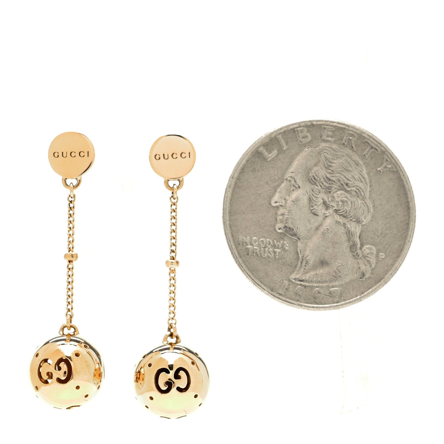 18K Yellow Gold Ball Drop Earrings