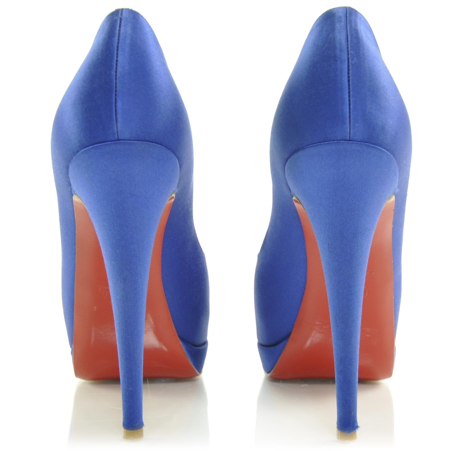 Christian Louboutin Crepe Satin Lady Peep 150 Pumps 37.5 Blue 4 of 8