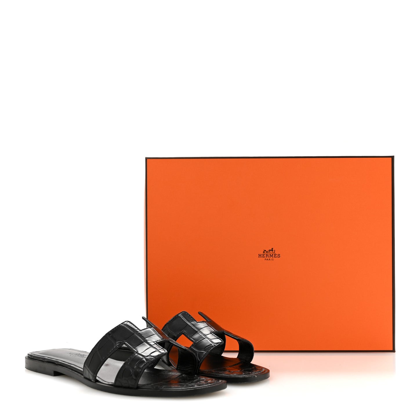 Matte Alligator Oran Sandals 36.5 Black