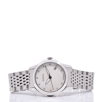 Gucci Stainless Steel Diamond Mother of Pearl 27mm G-Timeless Quartz Watch 3 of 6