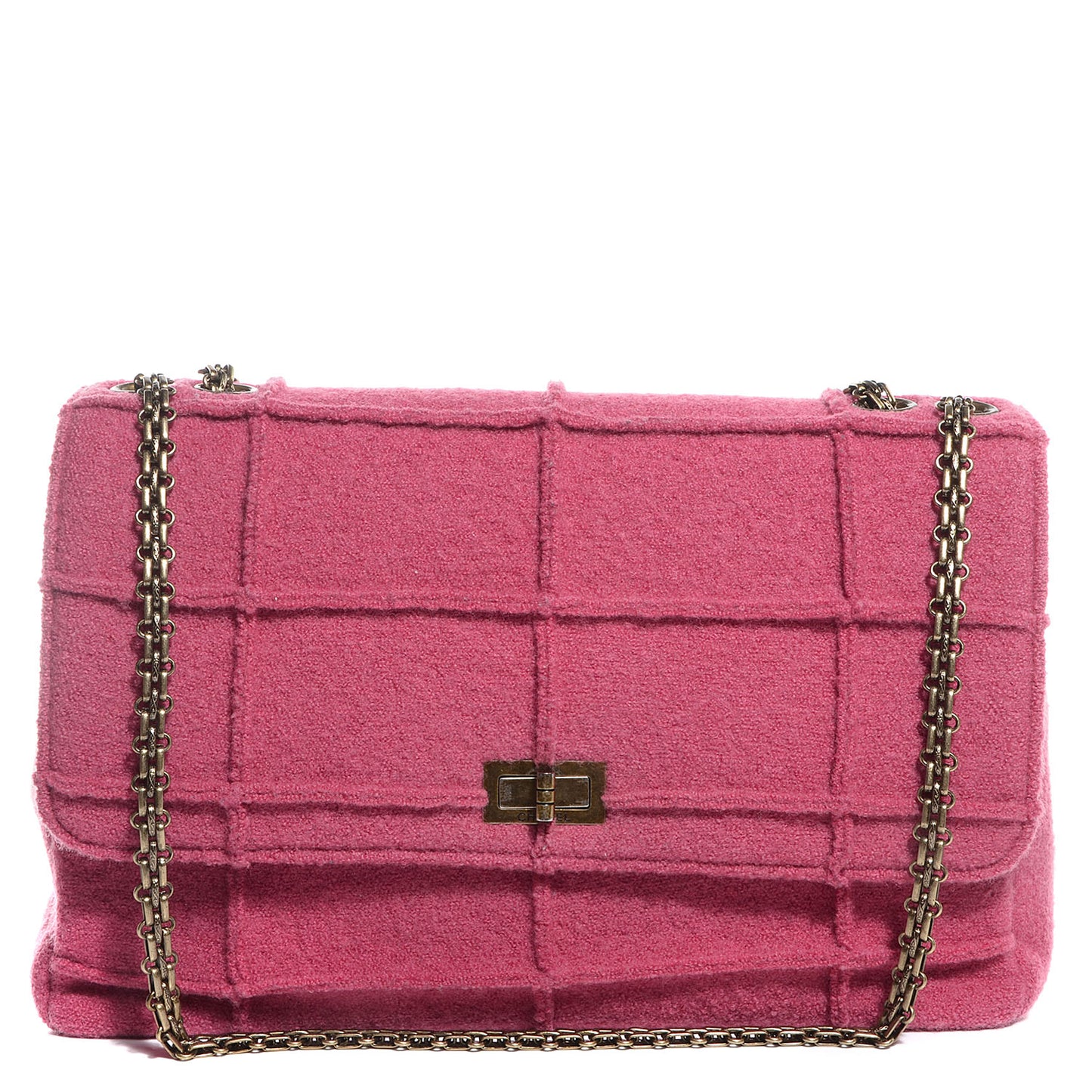 Wool Patchwork Mademoiselle Jumbo Flap Dark Pink
