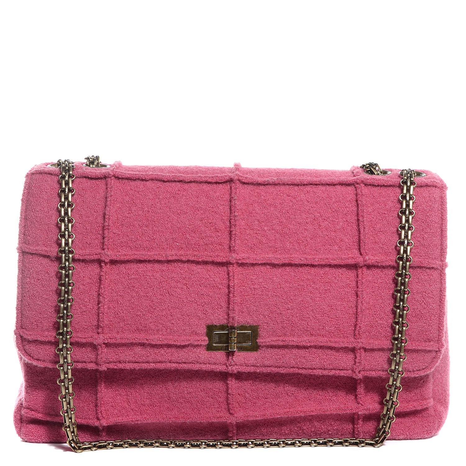 Chanel Wool Patchwork Mademoiselle Jumbo Flap Dark Pink 1 of 8