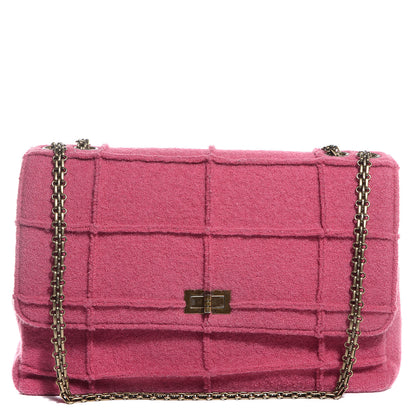 Chanel Wool Patchwork Mademoiselle Jumbo Flap Dark Pink 1 of 8