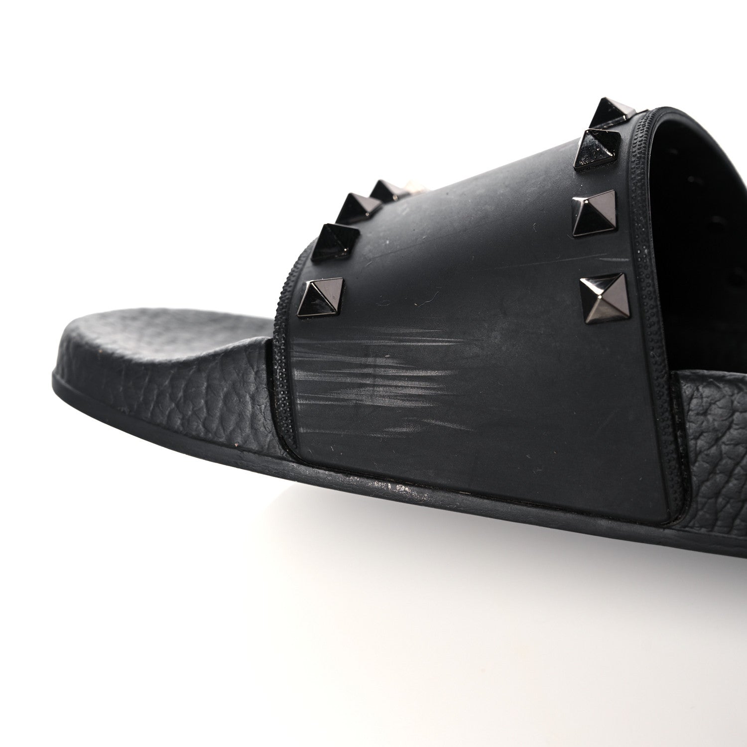 Valentino Garavani Rubber Rockstud Slide Sandals 38 Black 9 of 12