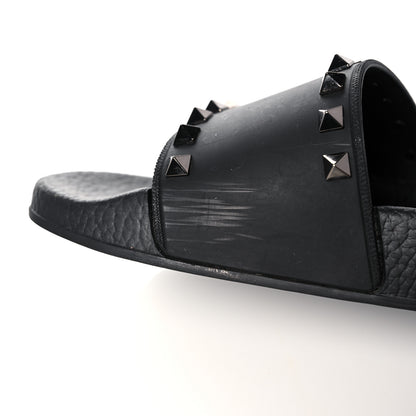 Valentino Garavani Rubber Rockstud Slide Sandals 38 Black 9 of 12
