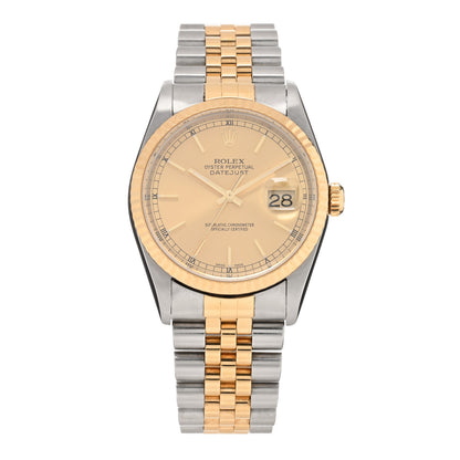 Rolex Stainless Steel 18K Yellow Gold 36mm Oyster Perpetual Datejust Watch Champagne 116233 1 of 4