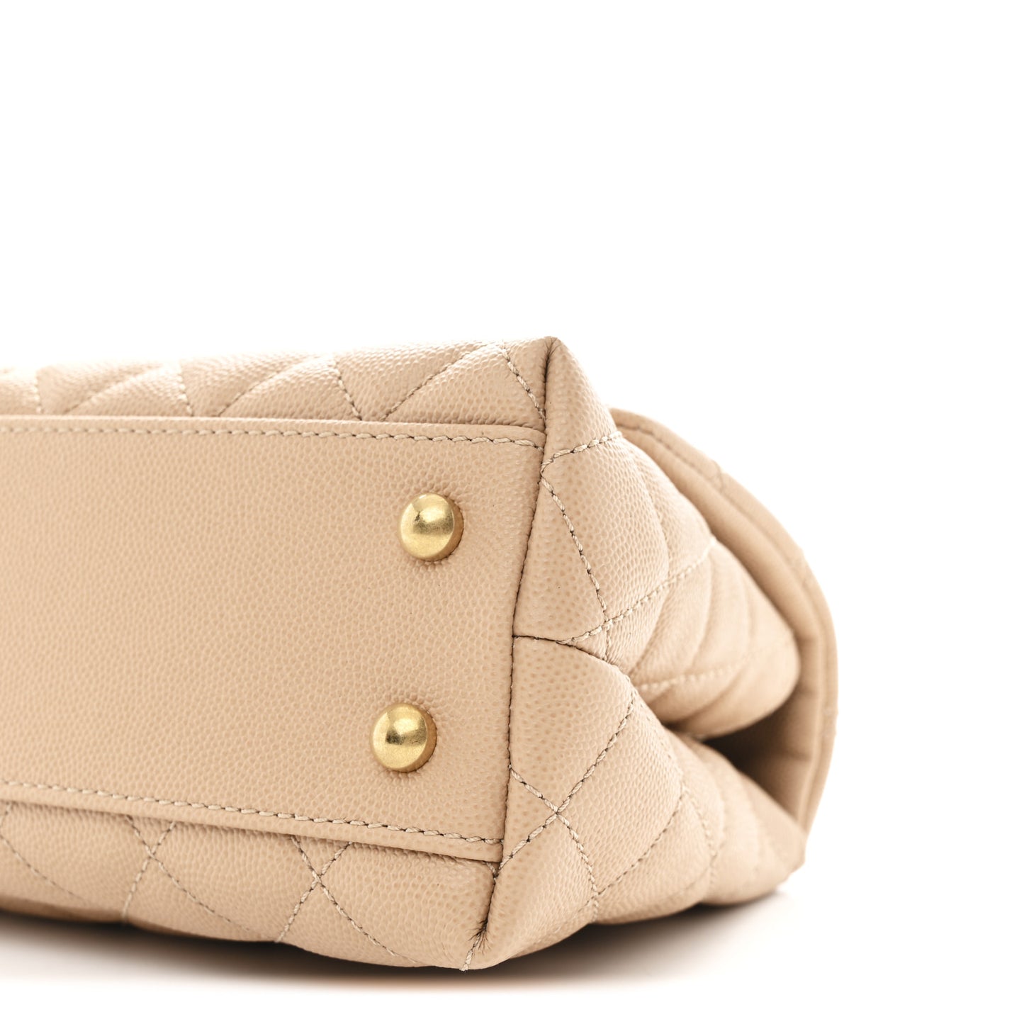 Caviar Lizard Embossed Quilted Mini Coco Handle Flap Beige
