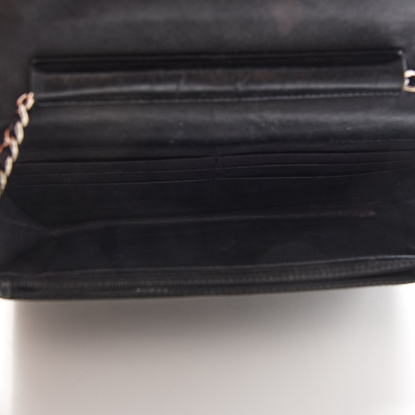 Lambskin Diamond Stitched Wallet On Chain WOC Black