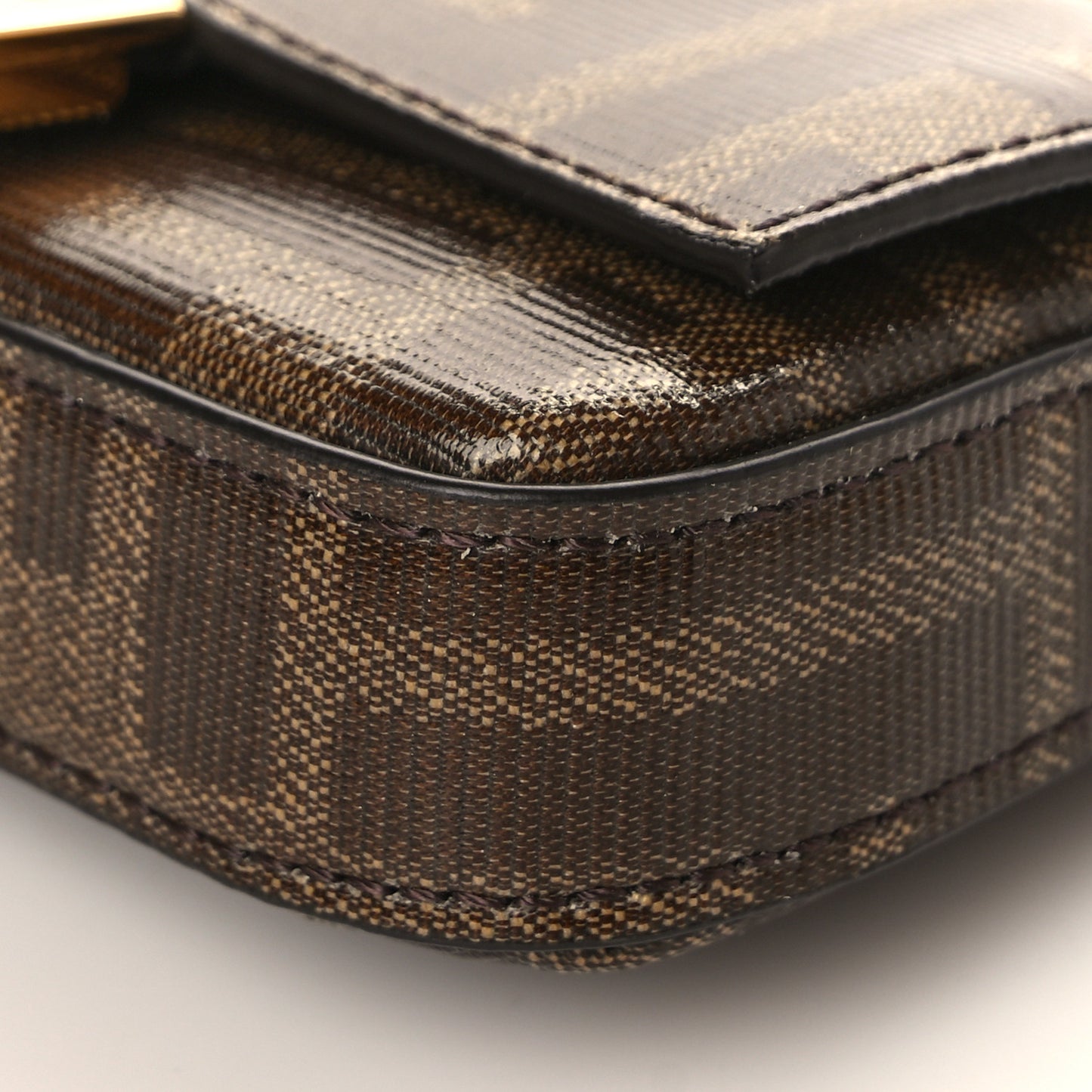 Glazed Fabric FF 1974 Nano Baguette Belt Charm Mogano Panna