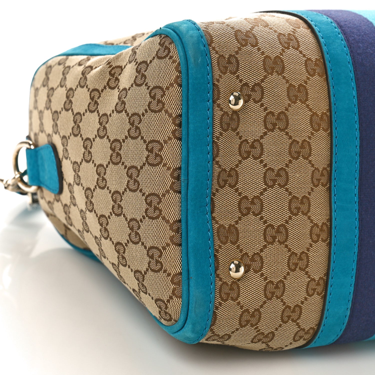 Gucci Monogram Vintage Web Medium Boston Teal 9 of 11