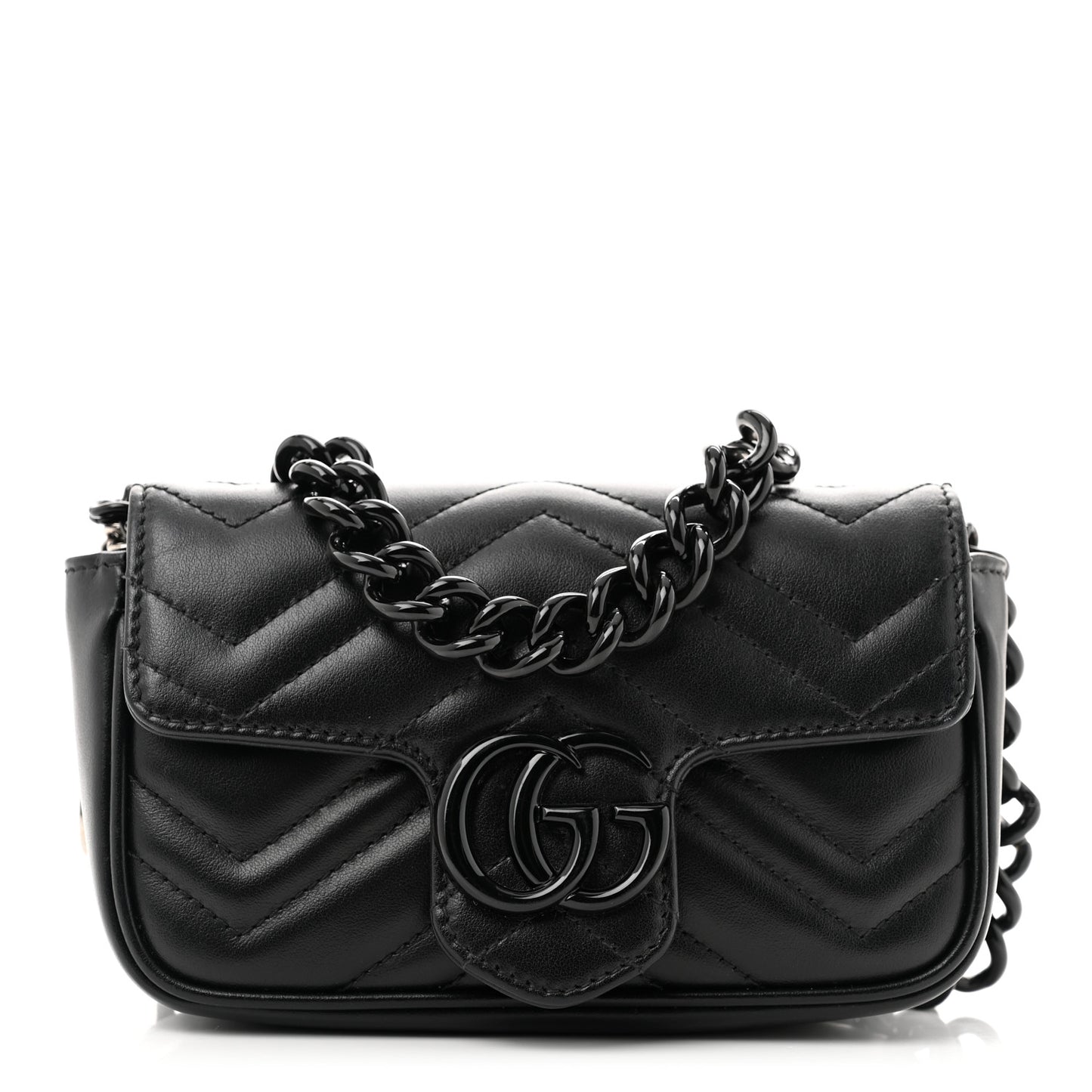 Calfskin Matelasse Monochrome GG Marmont Chain Belt Bag Black