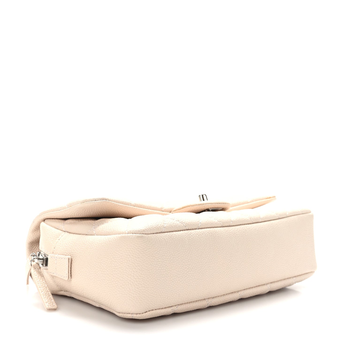 Caviar Quilted Medium Casual Journey Flap Light Beige
