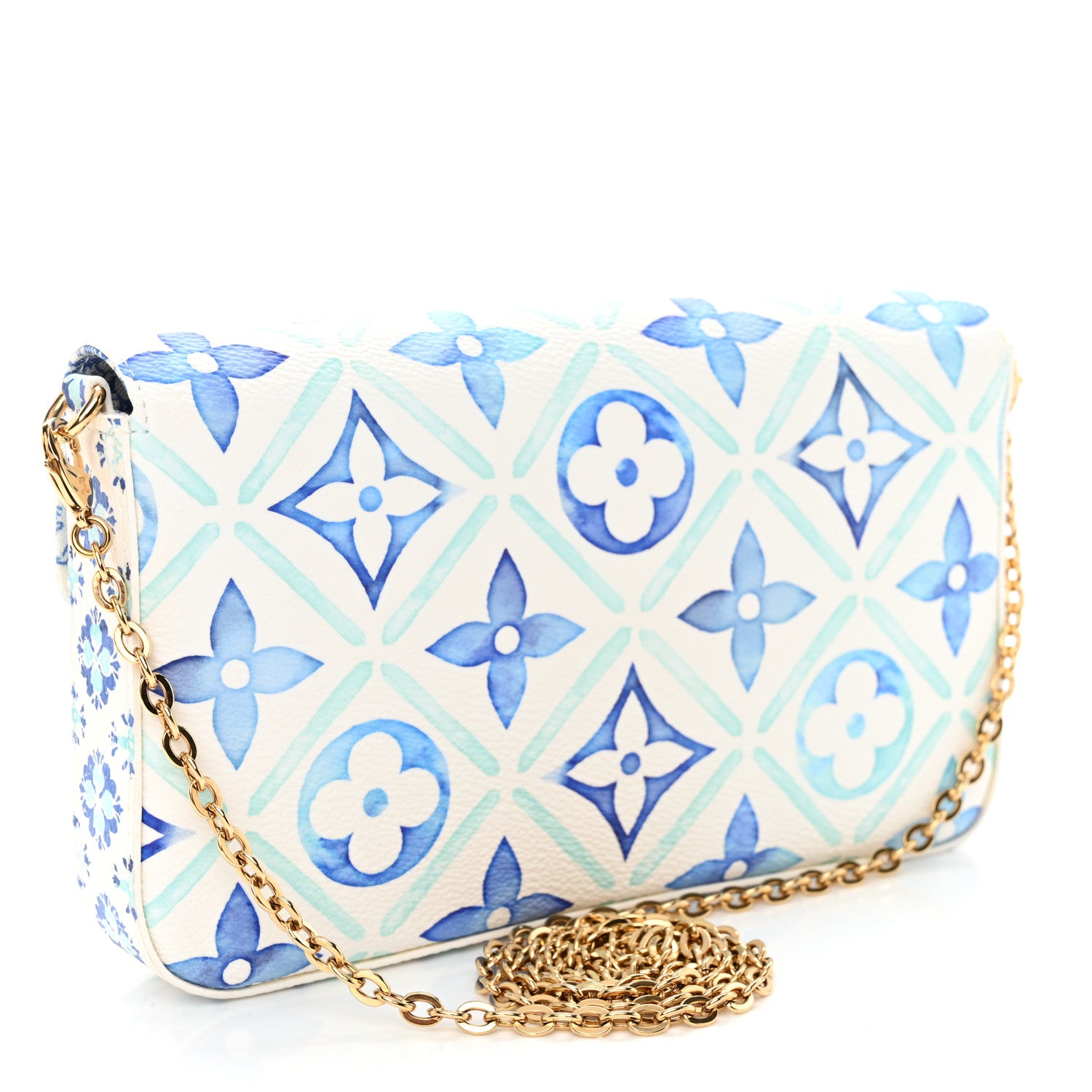 Louis Vuitton Monogram Giant By The Pool 2.0 Felicie Pochette Chain Wallet Lagoon Blue 4 of 13