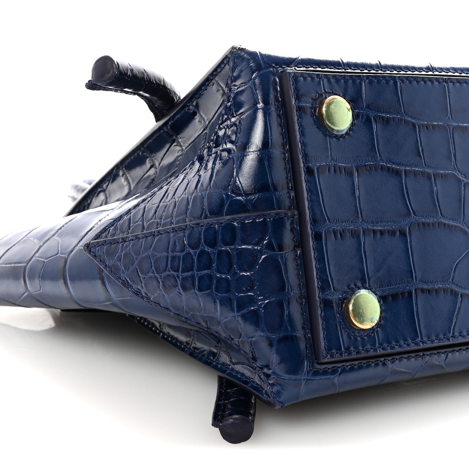 Proenza Schouler Calfskin Crocodile Embossed Small Pipe Bag Blue 8 of 9