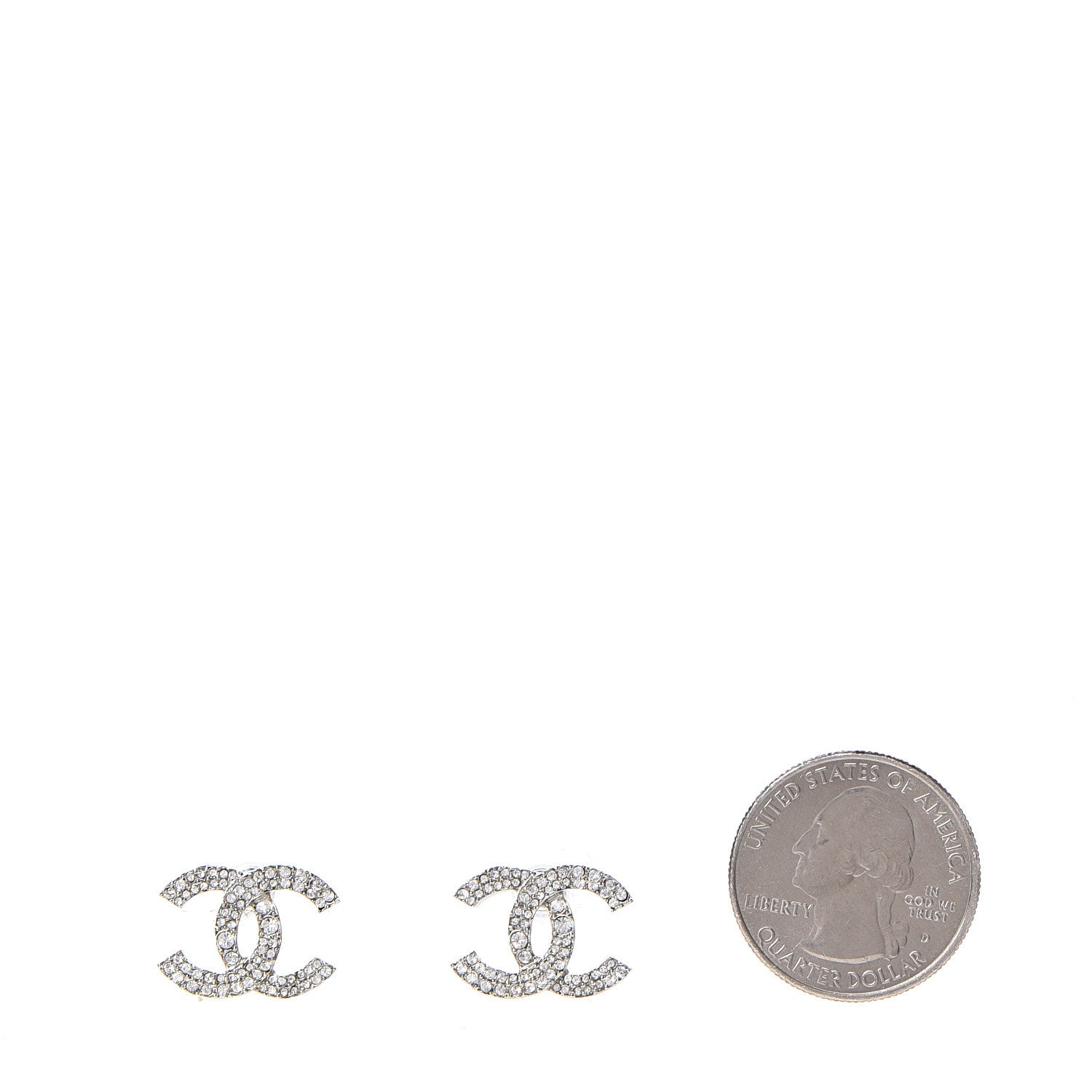 Chanel Crystal CC Earrings Silver 2 of 5