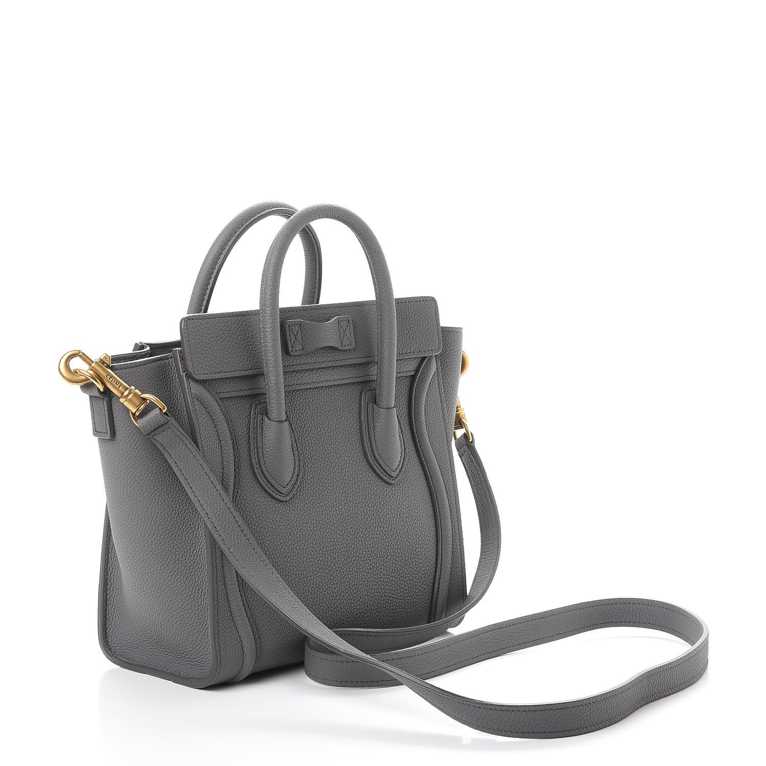 Celine Drummed Calfskin Nano Luggage Kohl 3 of 8