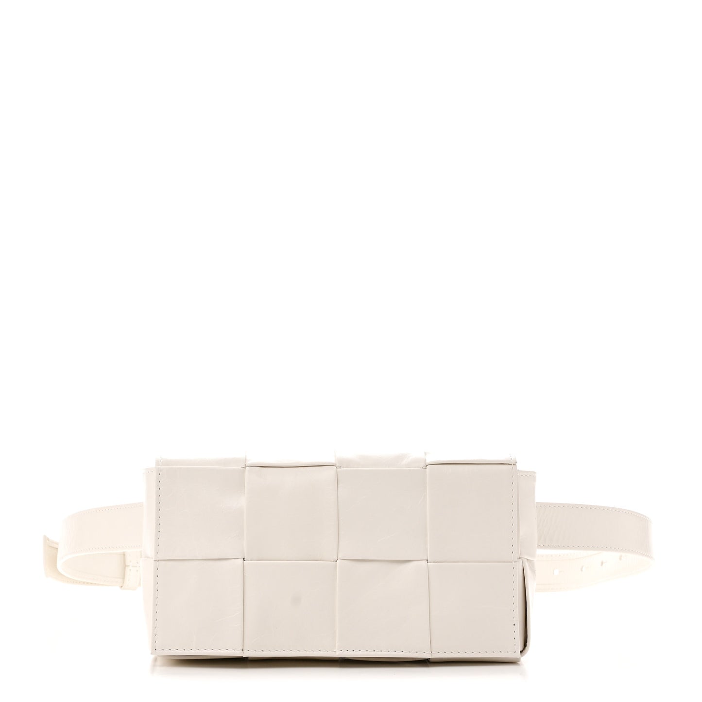 Paper Calfskin Intrecciato Cassette Belt Bag White
