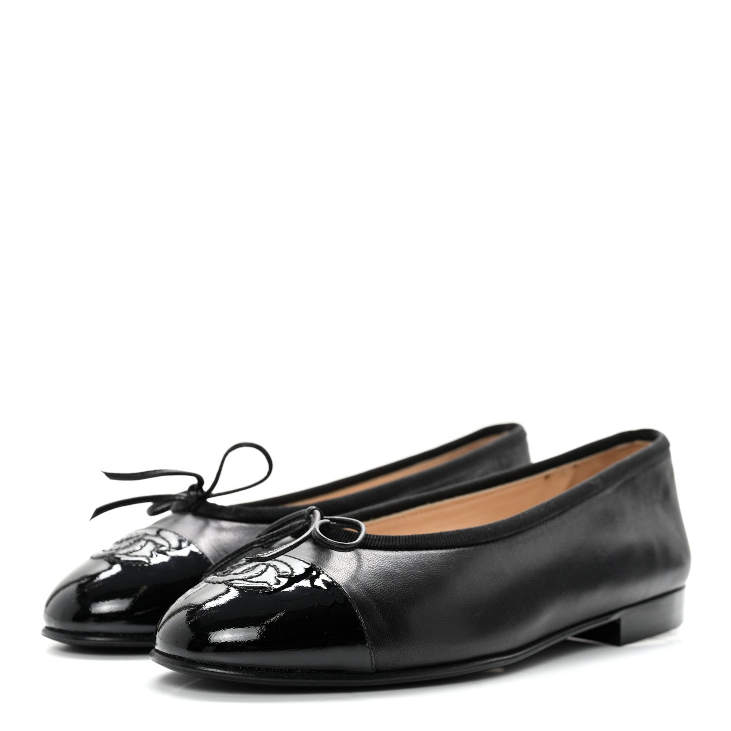 Chanel Lambskin Patent CC Cap Toe Ballerina Flats 35.5 Black 3 of 11