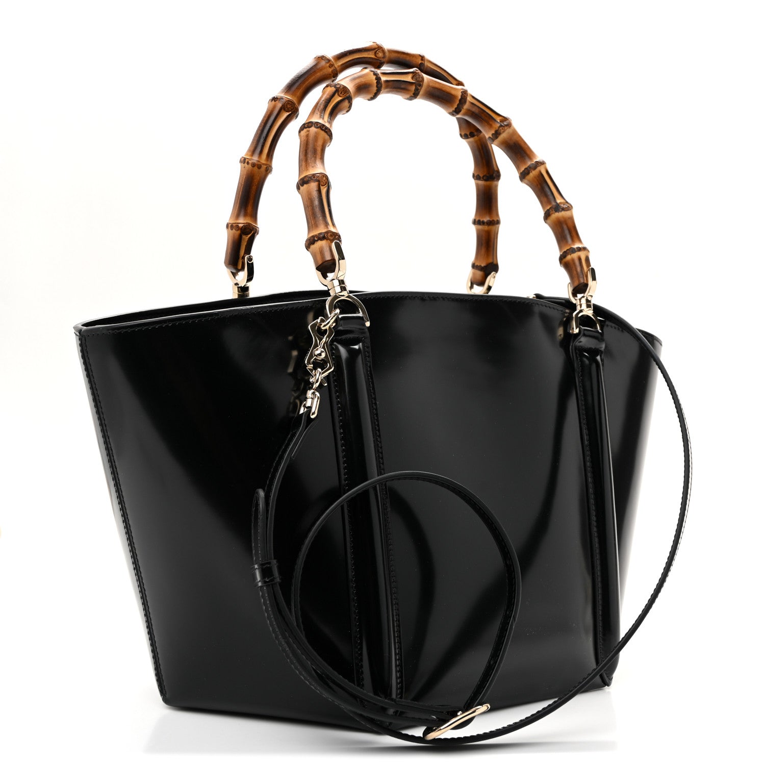 Gucci Spice Lux Nappa Bamboo Basket Bag Black 3 of 10
