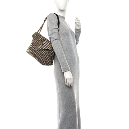 Saint Laurent Tweed Matelasse Medium Loulou Monogram Chain Satchel Beige Multicolor 2 of 11