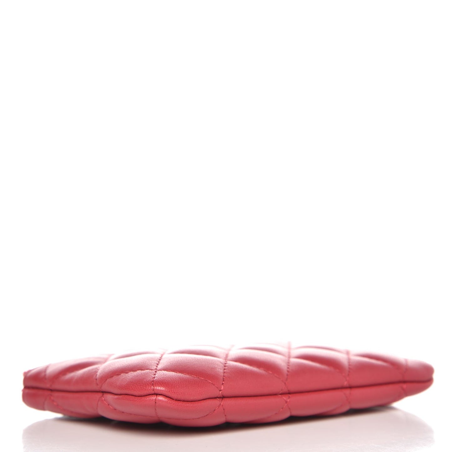 Lambskin Quilted Small Cosmetic Case Light Red