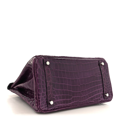Hermes Shiny Niloticus Crocodile Birkin 30 Amethyst 4 of 14