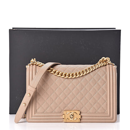 Chanel Caviar Quilted New Medium Boy Flap Dark Beige 12 of 12