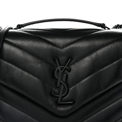 Saint Laurent Calfskin Y Quilted Monogram Monochrome Small Loulou Chain Satchel Black 7 of 9