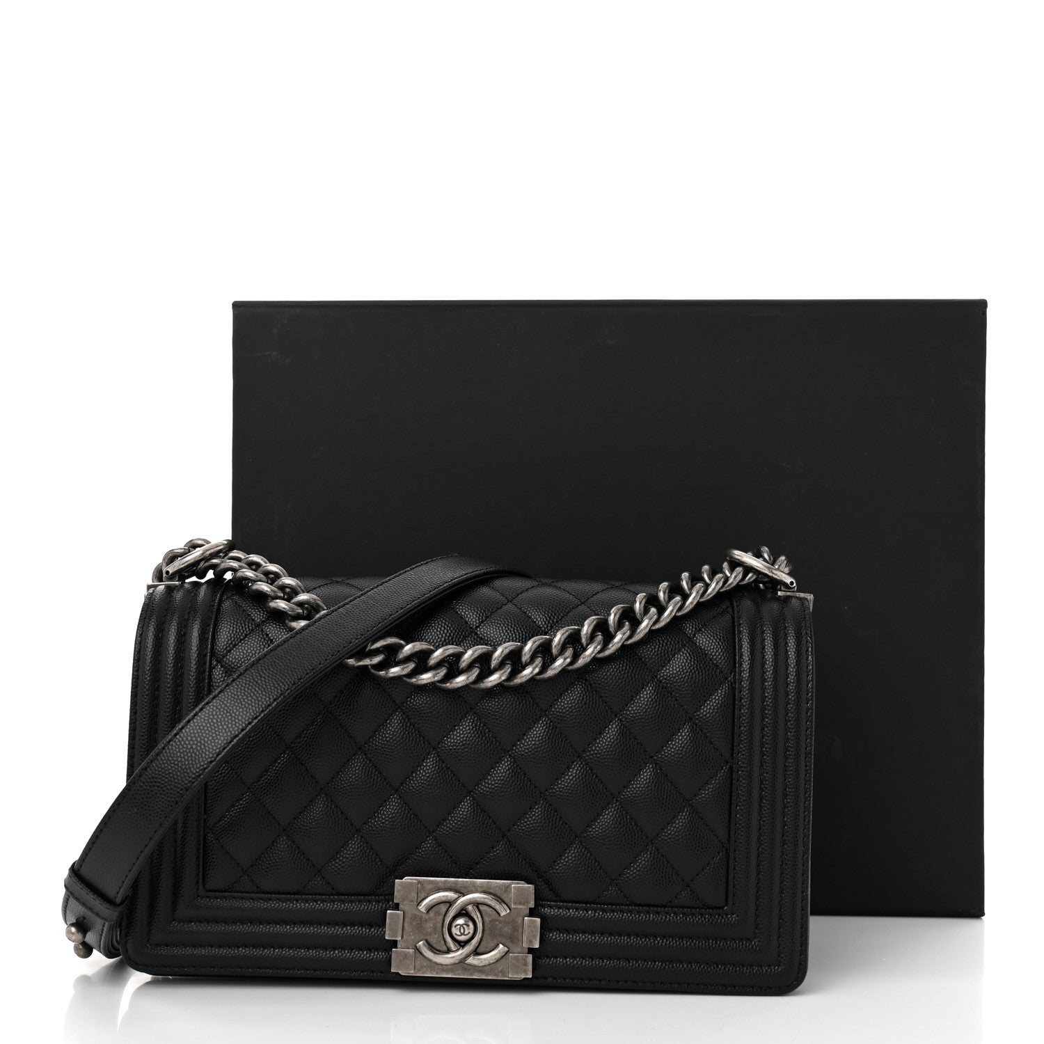 Chanel Caviar Quilted Medium Boy Flap Black 11 of 11