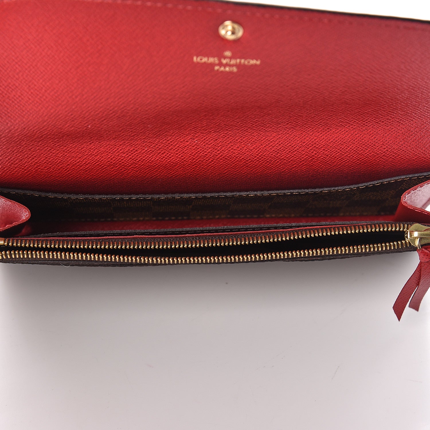 Louis Vuitton Damier Ebene Emilie Wallet Red 5 of 7