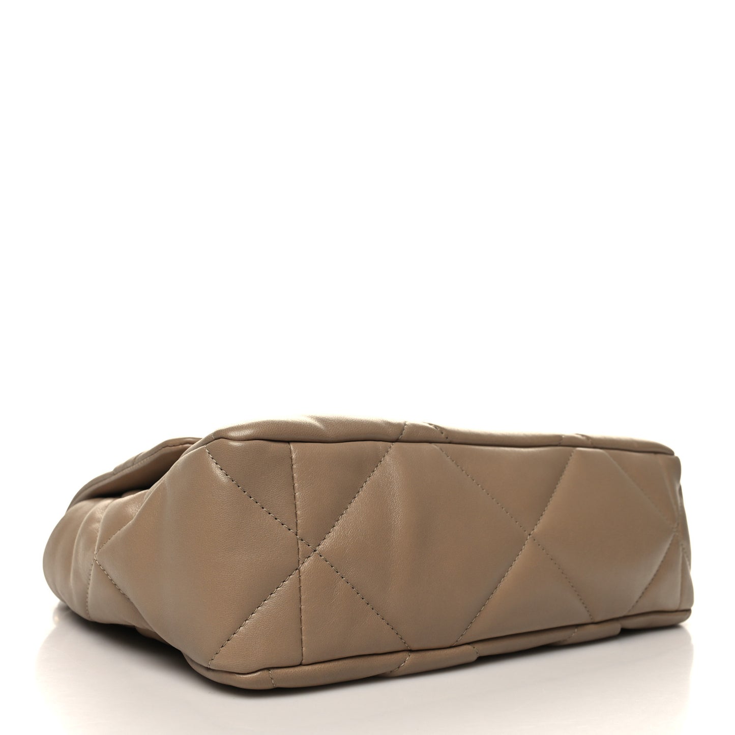 Lambskin Quilted Large Chanel 19 Flap Dark Beige