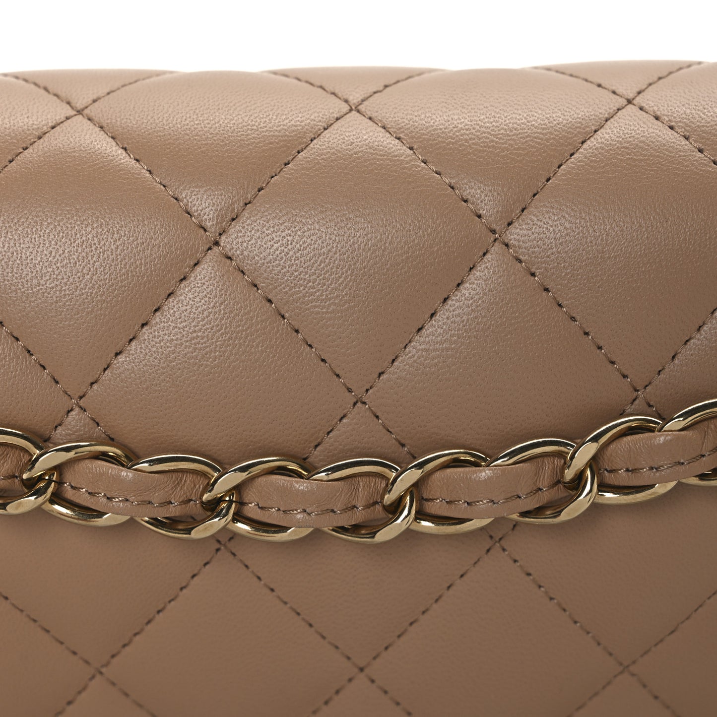Lambskin Quilted Jumbo Double Flap Dark Beige