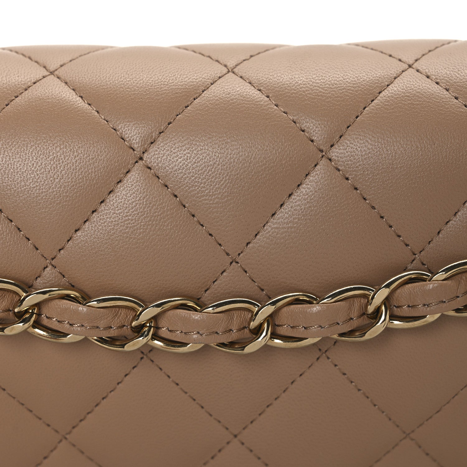 Chanel Lambskin Quilted Jumbo Double Flap Dark Beige 8 of 10