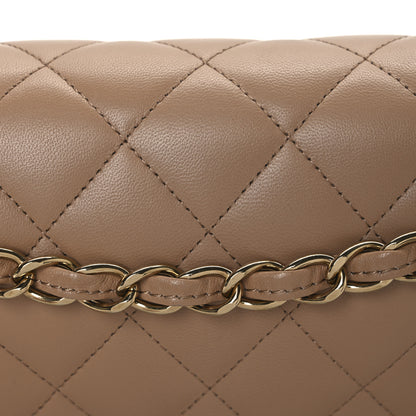 Chanel Lambskin Quilted Jumbo Double Flap Dark Beige 8 of 10