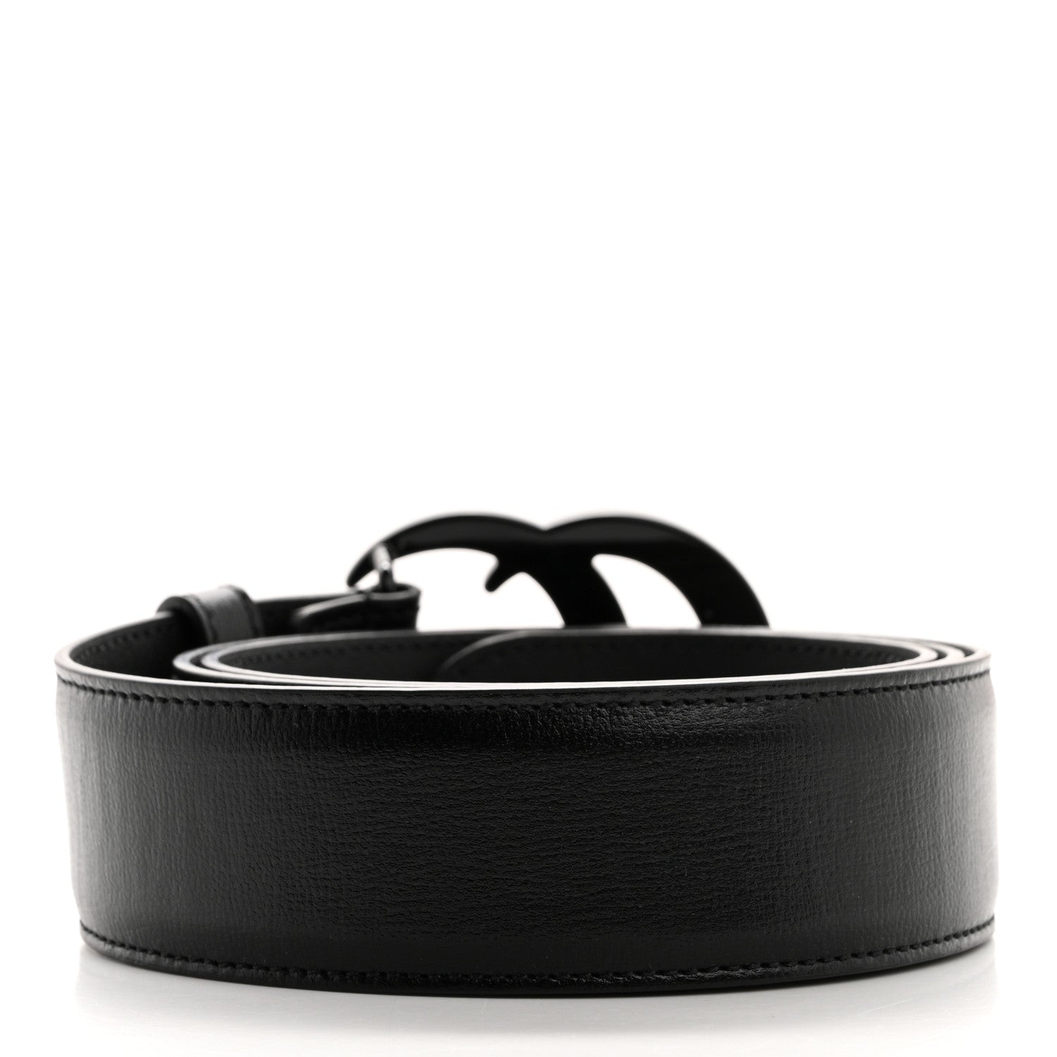Gucci Azalea Calfskin Enamel Monochrome Double G 40mm Belt 90 36 Black 2 of 5