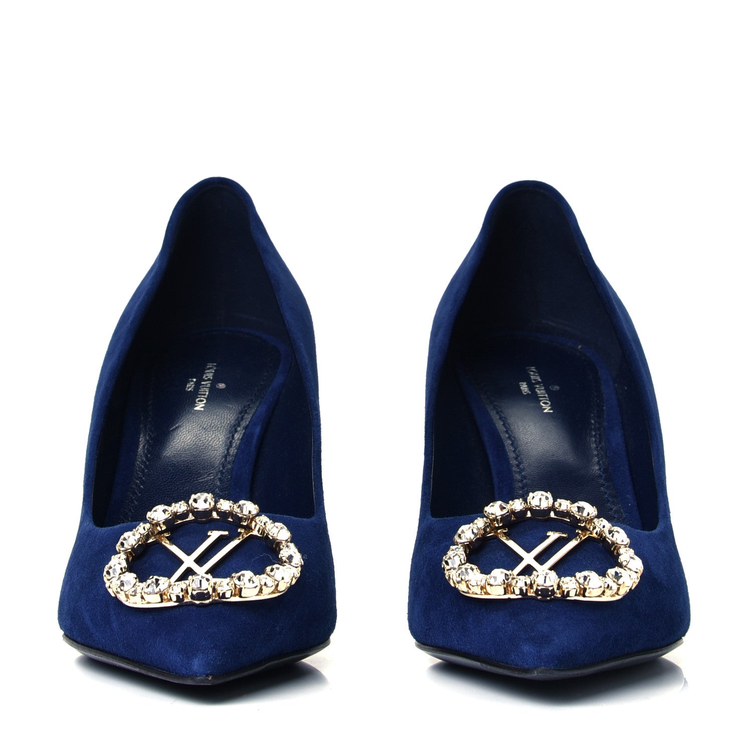 Louis Vuitton Suede Baby Goat Swarovski Crystal Madeleine Pumps 39 Marine 2 of 4