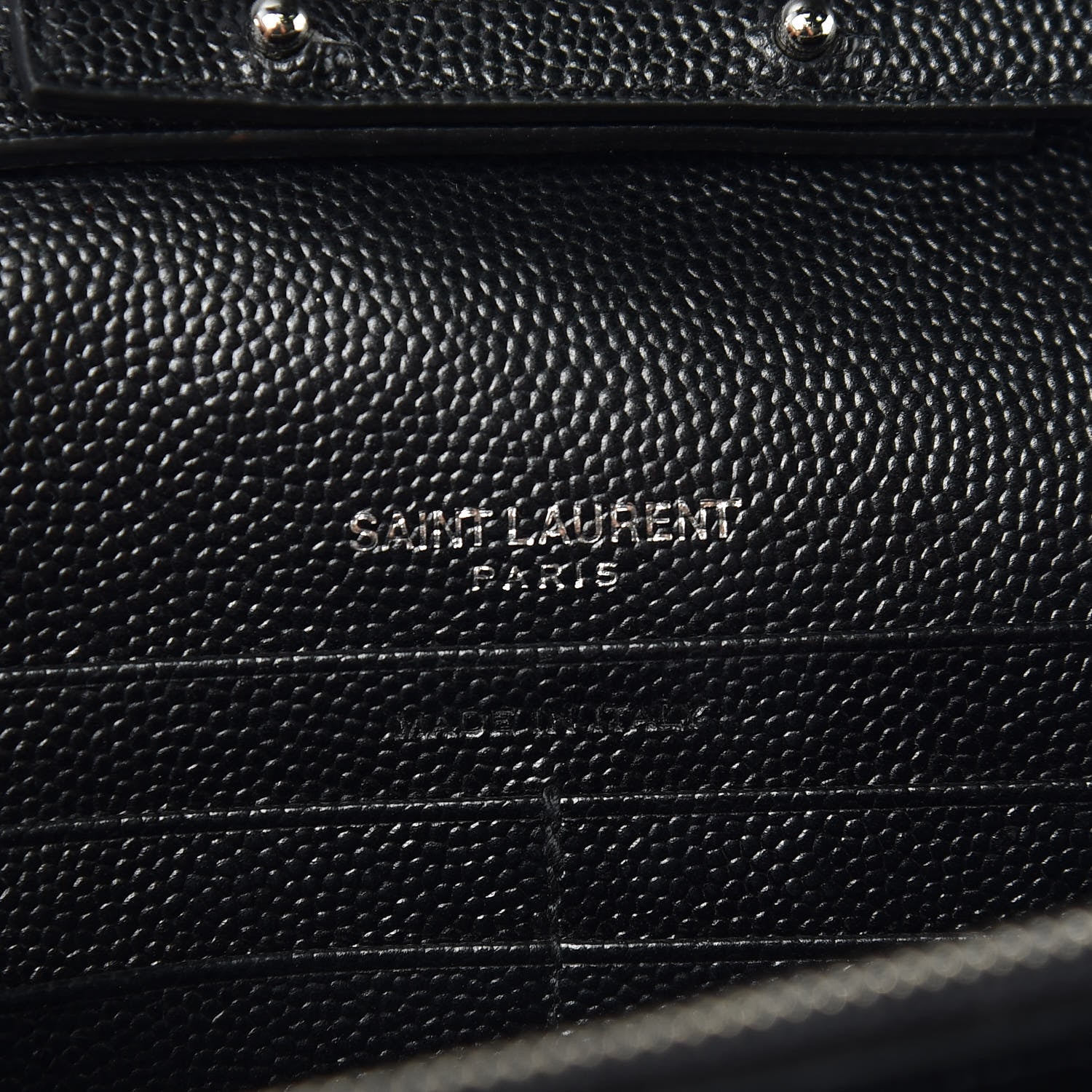Saint Laurent Grain De Poudre Matelasse Chevron Monogram Chain Wallet Black 6 of 8