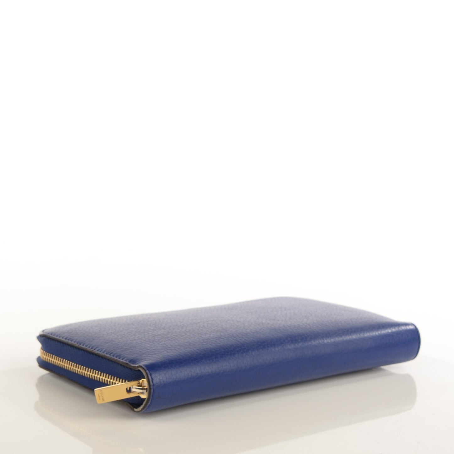 Calfskin Large Zip Around Multifunction Wallet Indigo Beige