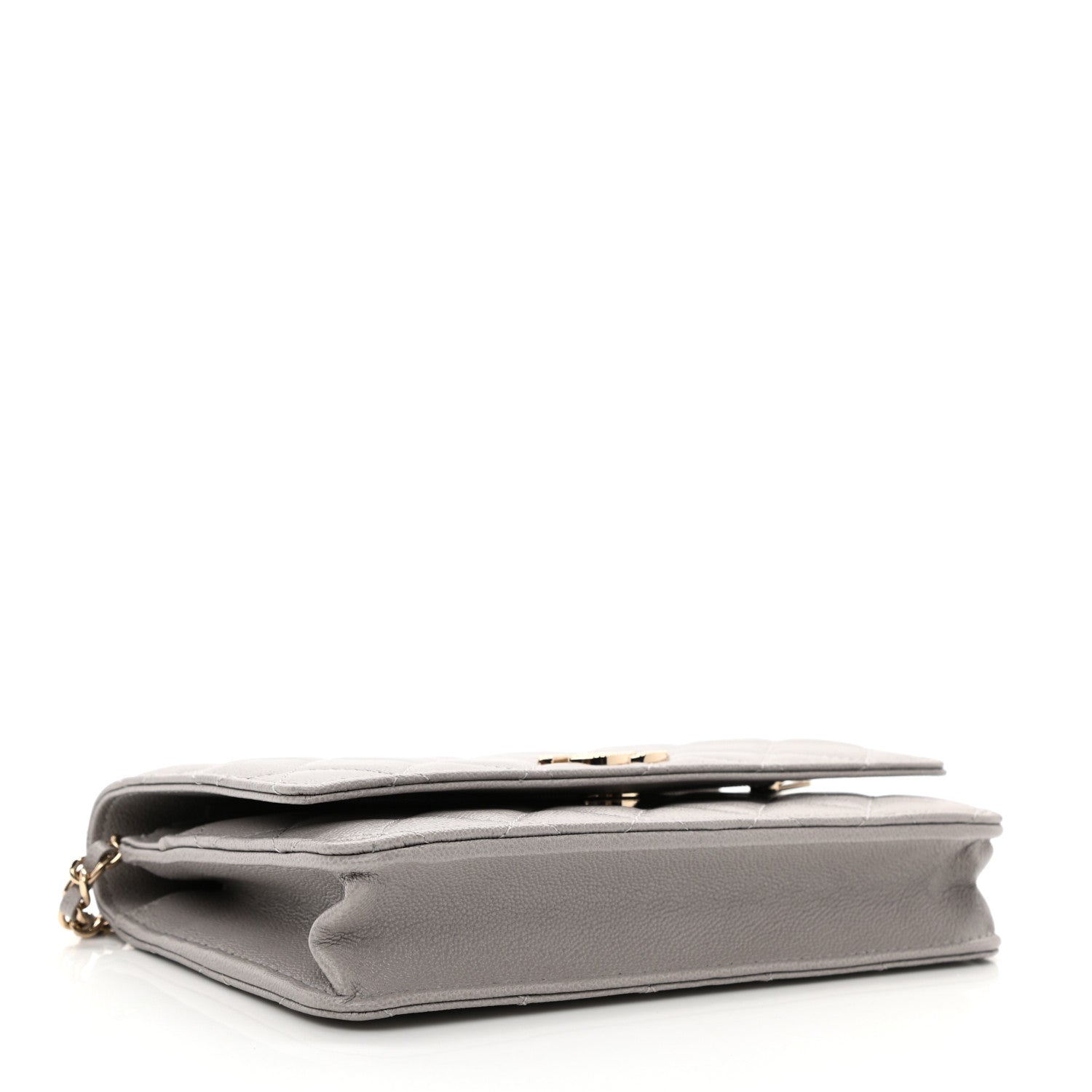 Chanel Caviar Quilted Studded CC Wallet On Chain WOC Grey 4 of 12