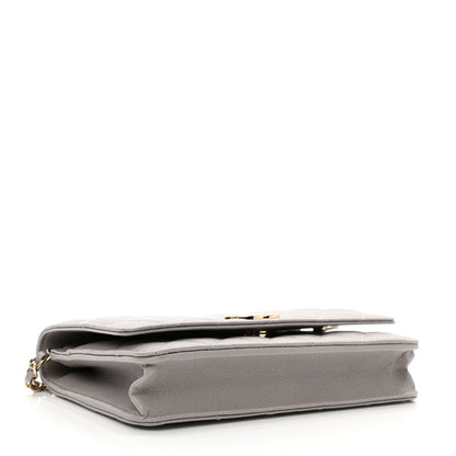 Chanel Caviar Quilted Studded CC Wallet On Chain WOC Grey 4 of 12