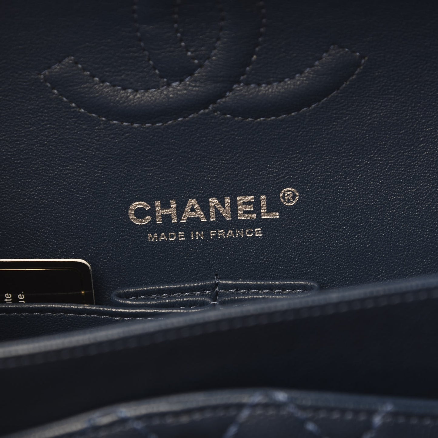 Caviar Quilted Medium Double Flap Dark Blue