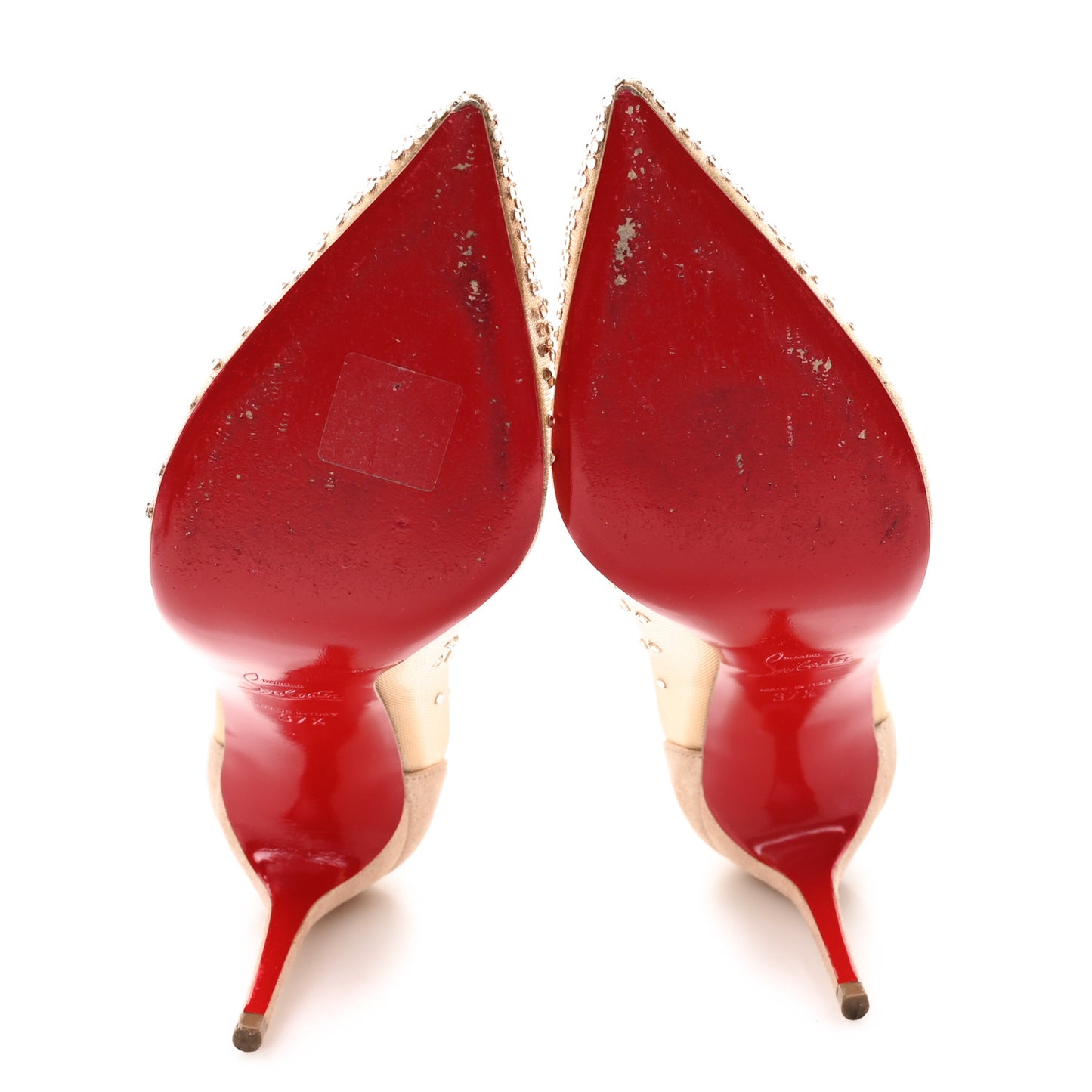 Suede Lame Crystal Strass Follies 85 Pumps 37.5 Light Silk